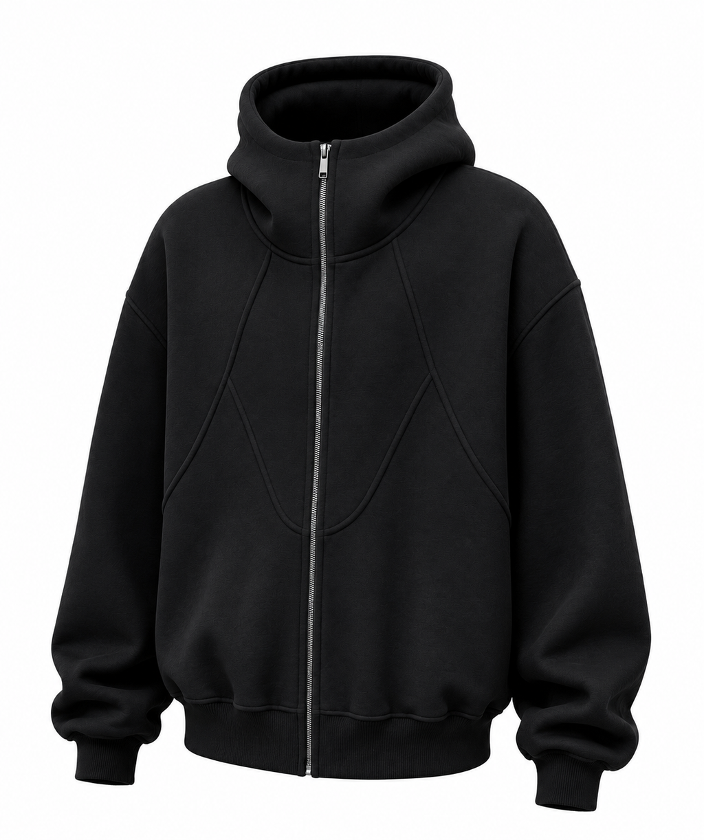 Men's jacket with asymmetric stitching