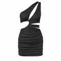 Black one-shoulder dress