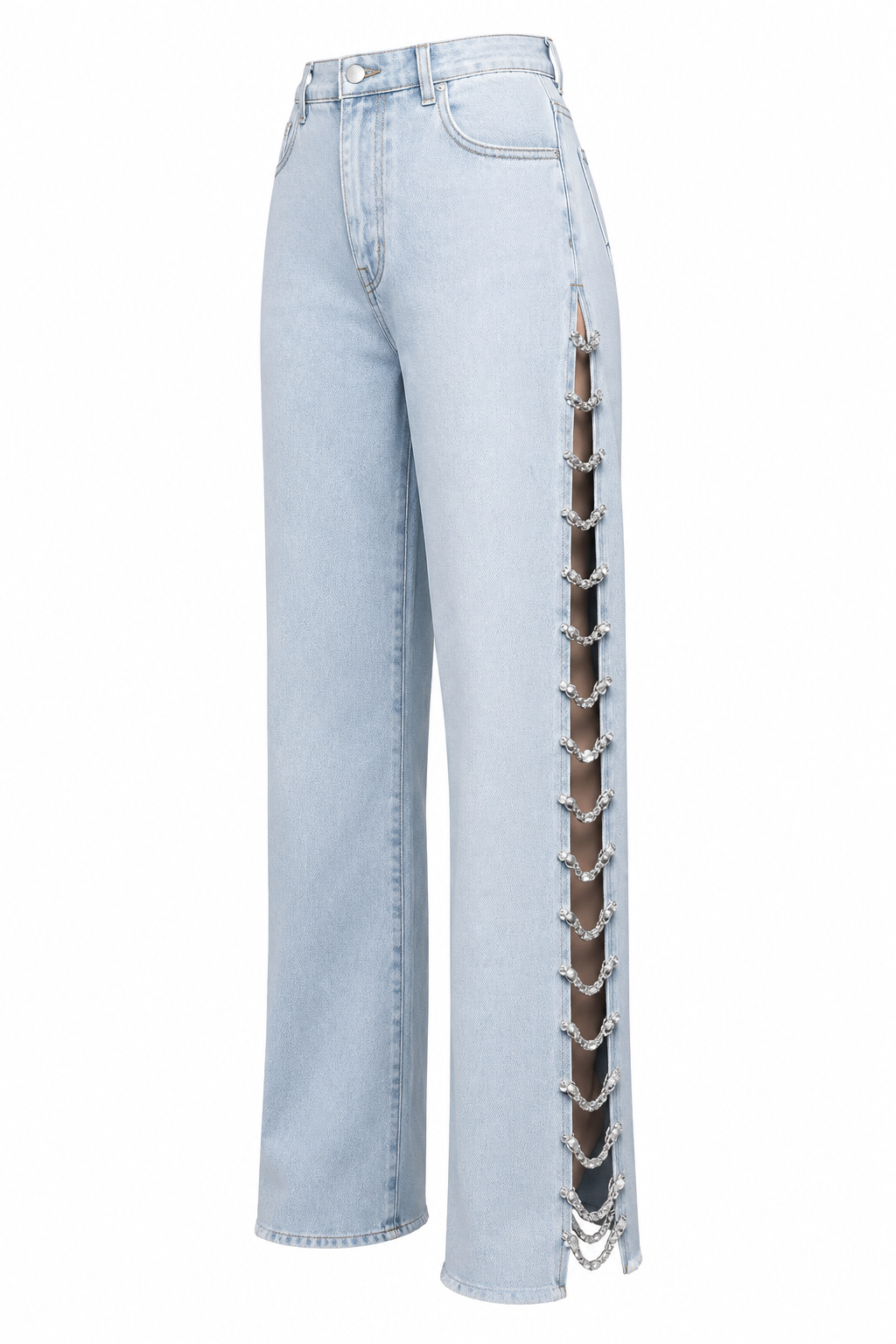 Diamond-Covered Relaxed-Fit Jeans