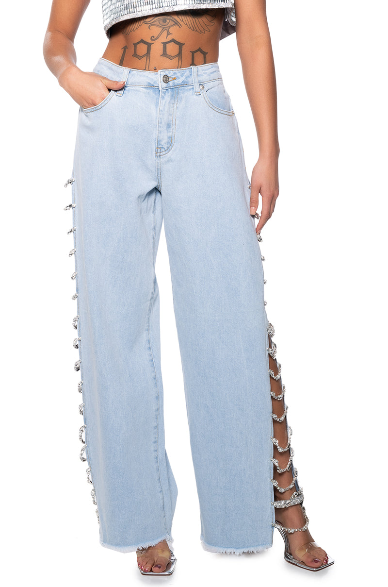 Diamond-Covered Relaxed-Fit Jeans