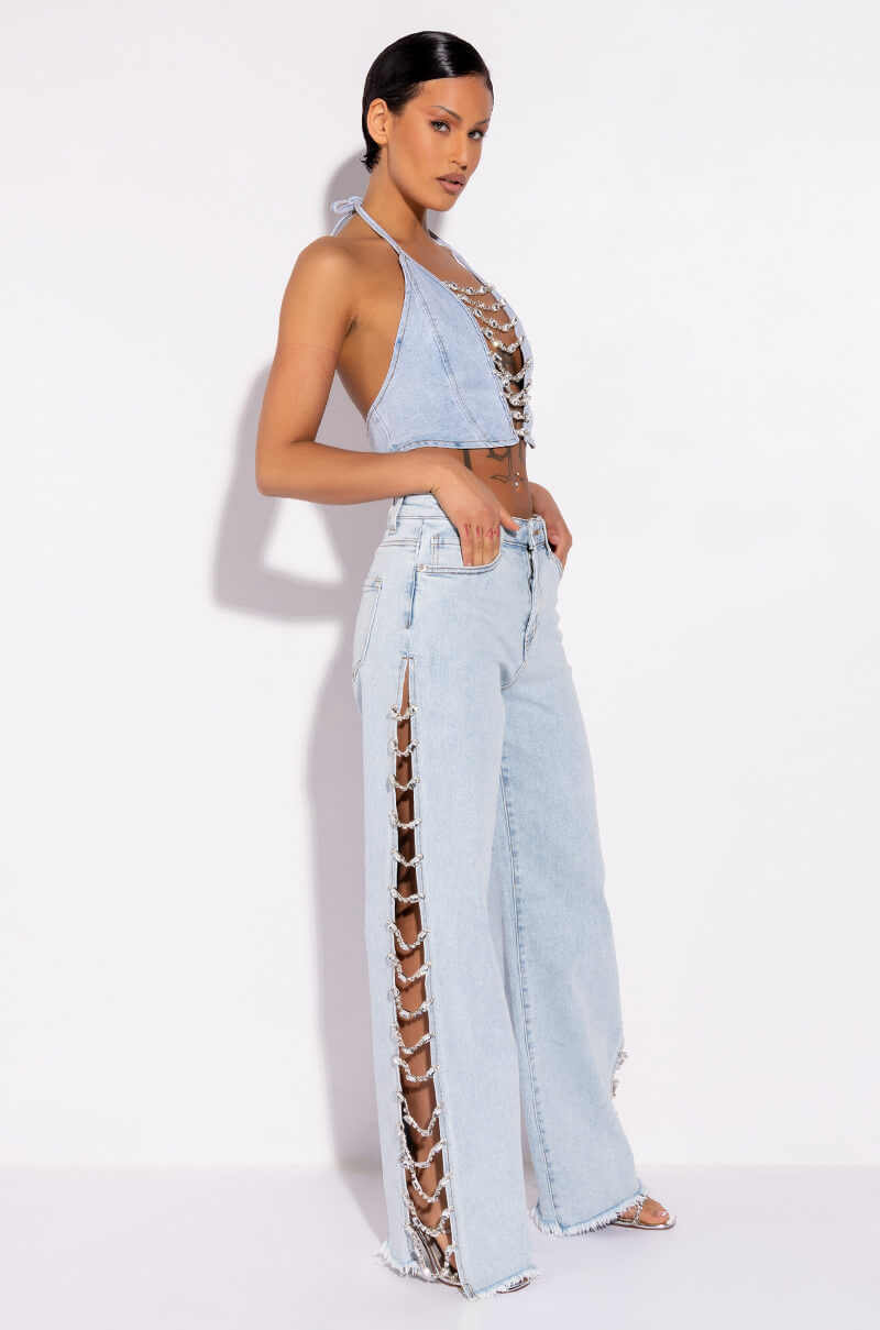Diamond-Covered Relaxed-Fit Jeans