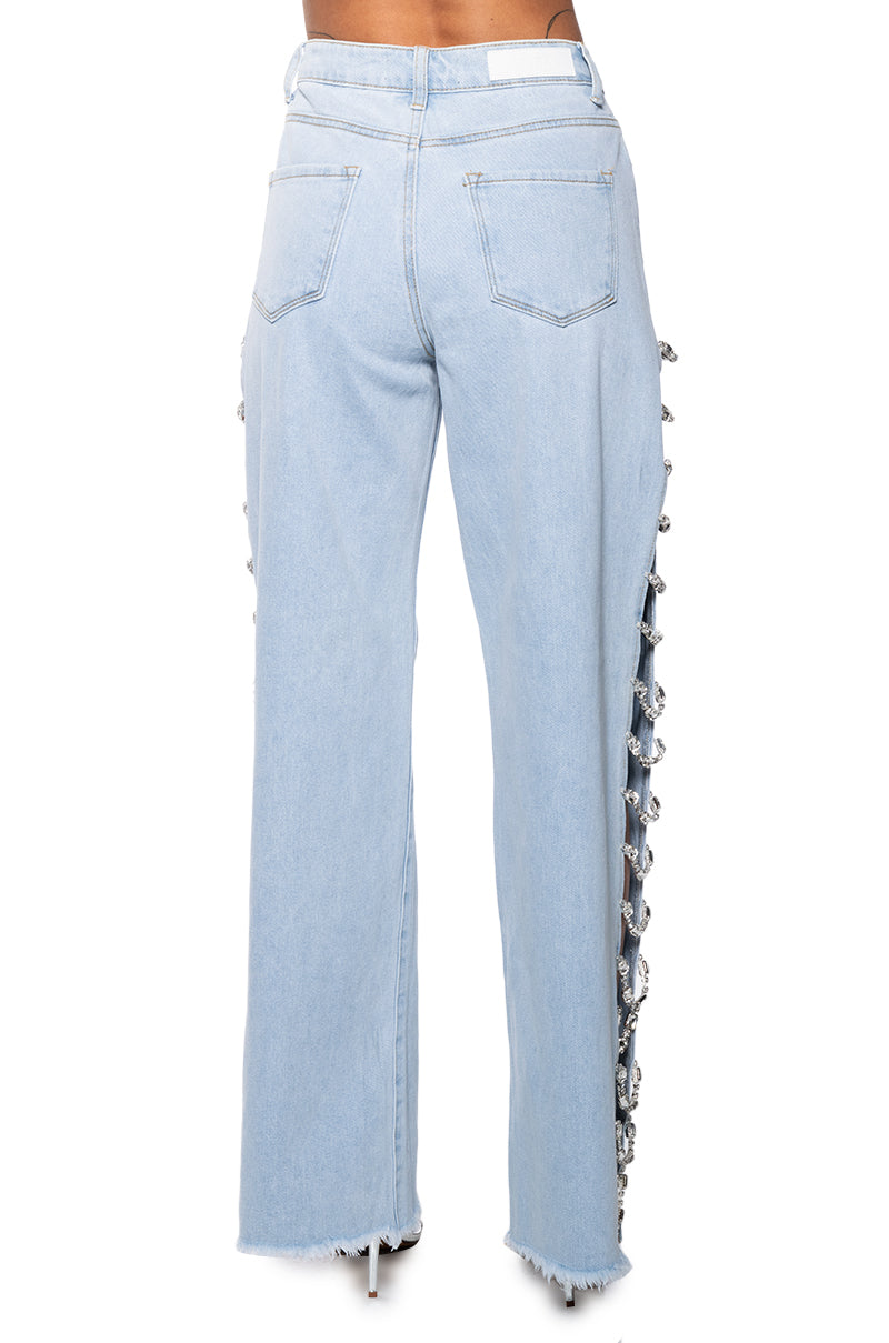 Diamond-Covered Relaxed-Fit Jeans