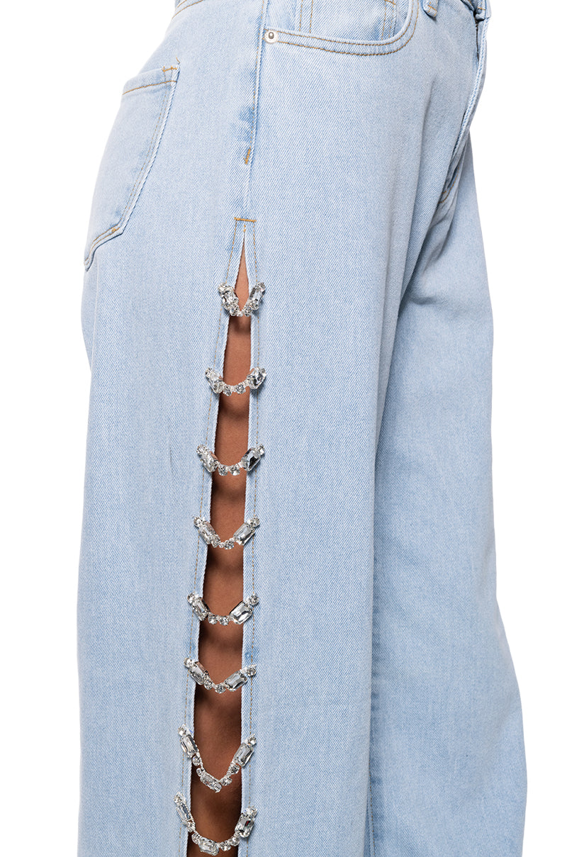 Diamond-Covered Relaxed-Fit Jeans