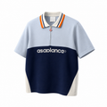 Casablanca Oversized Colour Block Polo Shirt in Pale Blue, White and Navy